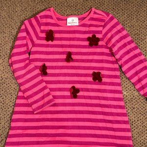 Girls Size 2T Striped Dress with Flower Detailing